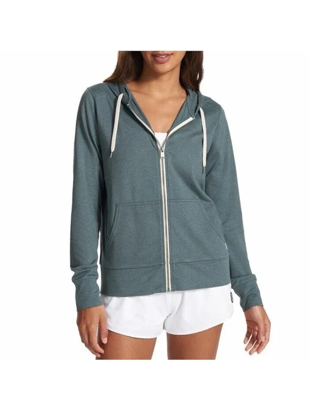 VUORI Halo Performance Full Zip Hoodie 2.0 Womens Size Small Dark Teal Grey EUC